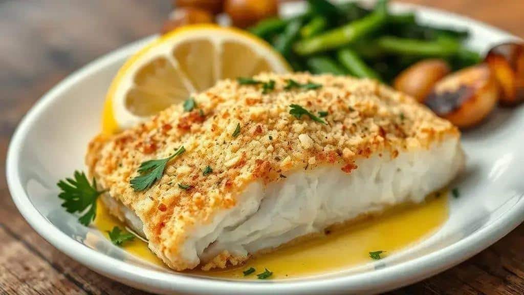 Bacalhau Assado com Farinha de Rosca New England baked cod