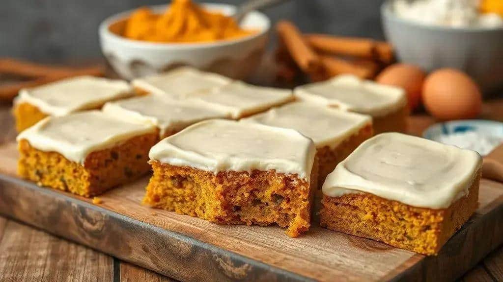 Barrinhas de Abóbora com Cobertura Midwest pumpkin bars