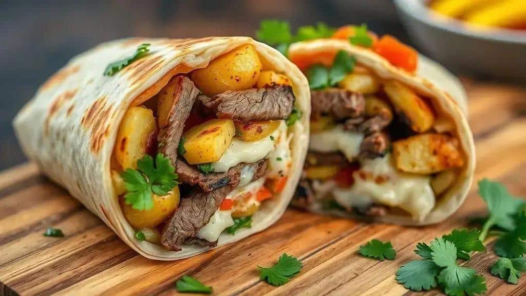 Burrito com Batatas e Carne Grelhada Costa Oeste california burrito