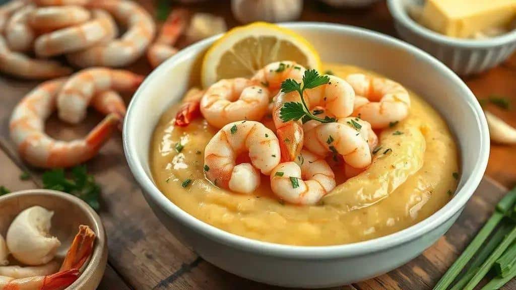 Camarão com Fubá Cremoso Sul dos EUA shrimp and grits