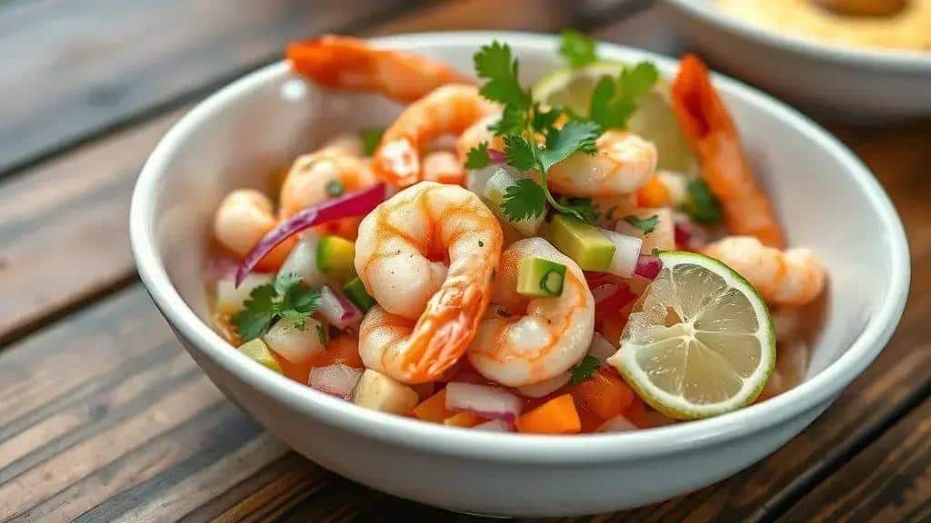 Ceviche de Camarão Estilo Pacífico Costa Oeste shrimp ceviche