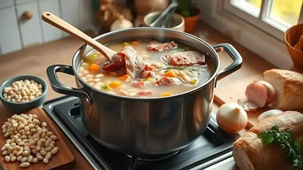 Como preparar a Sopa de Presunto com Feijão passo a passo