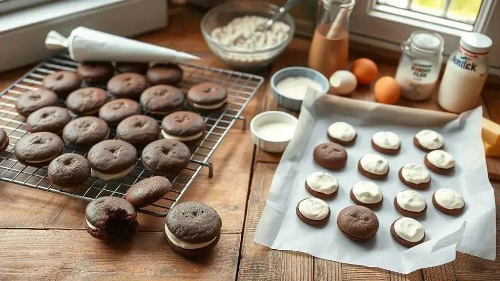 Como preparar biscoitos recheados de chocolate New England whoopie pies passo a passo