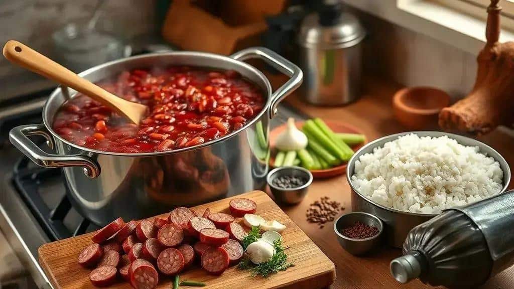 Como preparar feijão vermelho com arroz à moda creole cajun