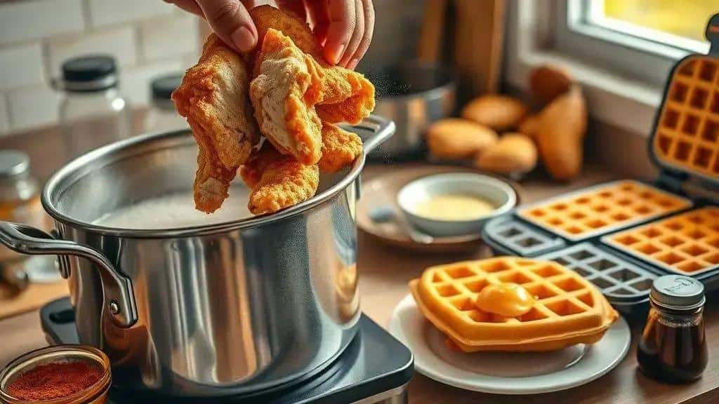 Como preparar frango com waffles passo a passo