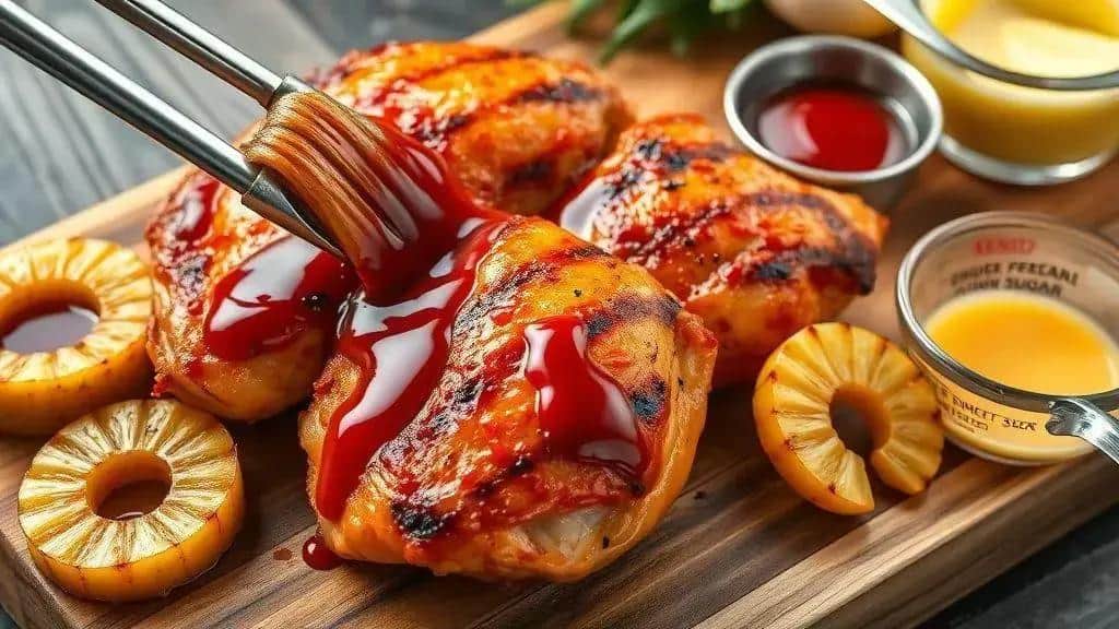 Como preparar frango grelhado com molho doce e abacaxi Como preparar frango grelhado com molho doce e abacaxi