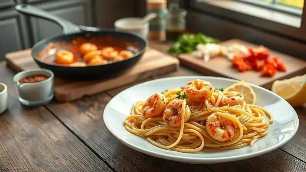 Como preparar Massa com Camarões Cajun passo a passo