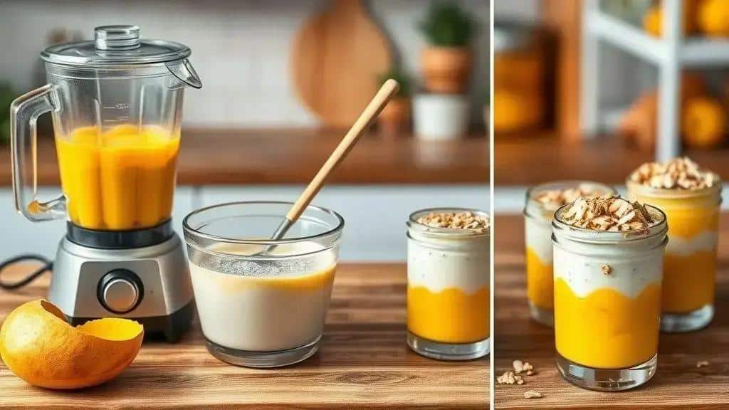 Como preparar o pudim de chia com manga e coco passo a passo Como preparar o pudim de chia com manga e coco passo a passo