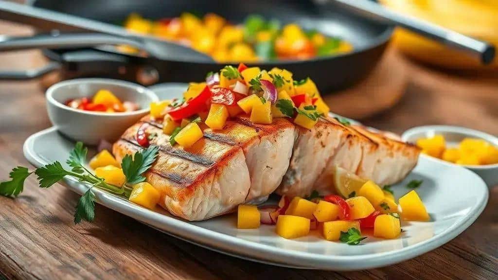 Como preparar o salmão grelhado com molho de manga passo a passo