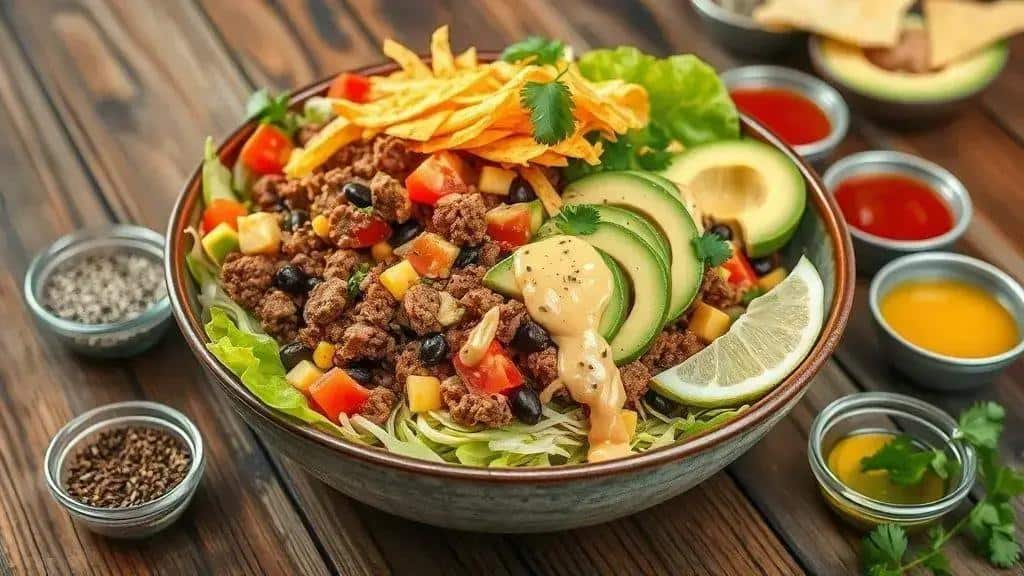 Dicas de tempero e montagem para taco salad perfeita Dicas de tempero e montagem para taco salad perfeita