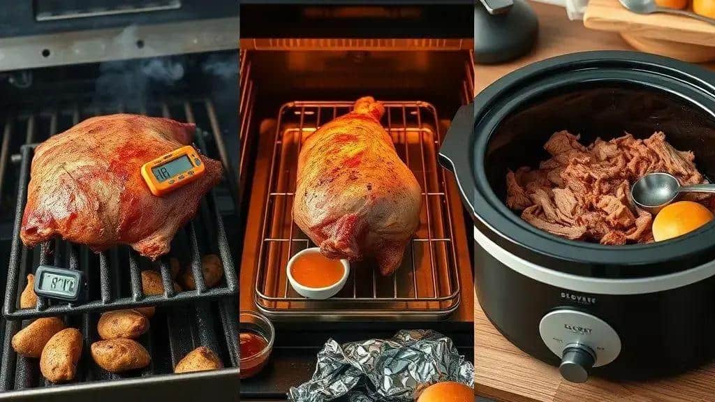 Equipamentos e tempos: churrasqueira, forno e slow cooker Equipamentos e tempos: churrasqueira, forno e slow cooker