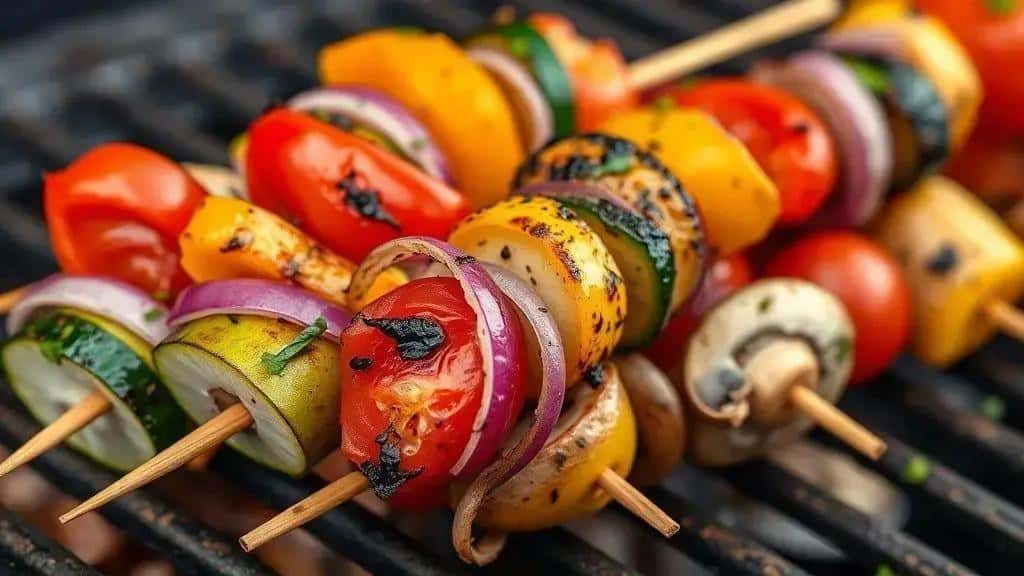 Espetinhos de Legumes Grelhados Costa Oeste vegetable skewers