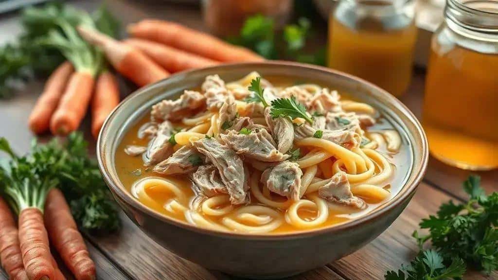 Frango com Macarrão Caseiro Midwest chicken and noodles