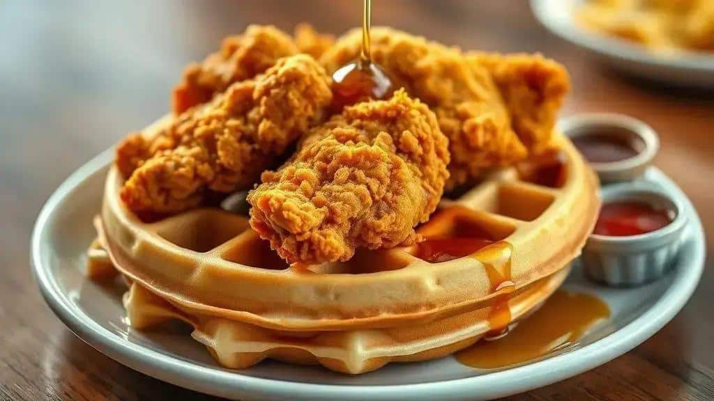 Frango com Waffles Sul dos EUA chicken and waffles
