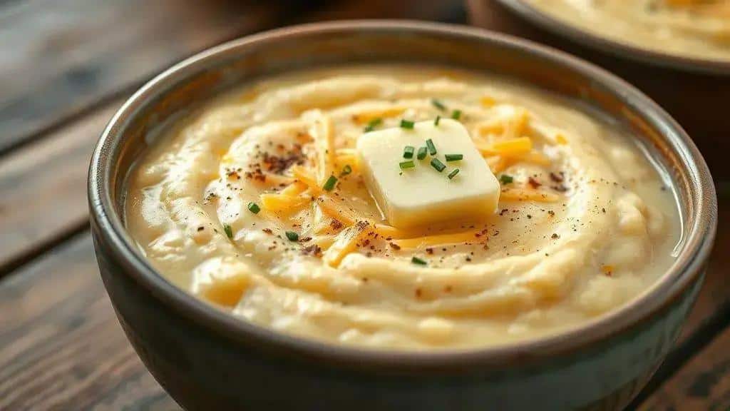 Grits Cremosos com Queijo Sul dos EUA cheesy grits