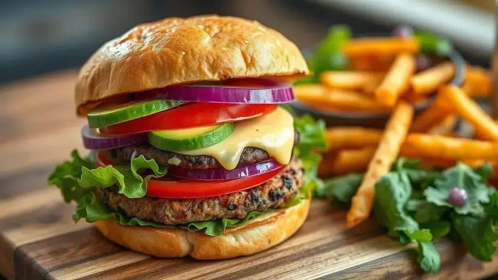 Hambúrguer Vegetariano com Abacate Costa Oeste veggie burger