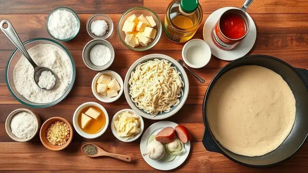 Ingredientes da pizza de massa grossa de Chicago