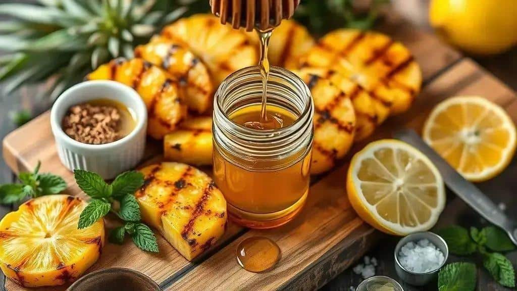 Ingredientes da receita abacaxi grelhado com mel Costa Oeste Ingredientes da receita abacaxi grelhado com mel Costa Oeste