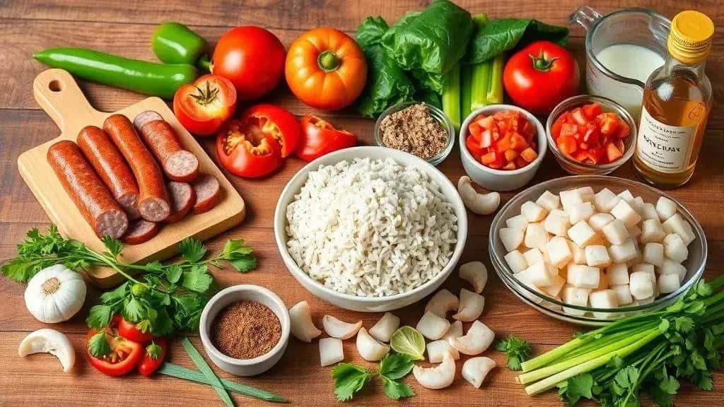 Ingredientes da receita Andouille Sausage Jambalaya