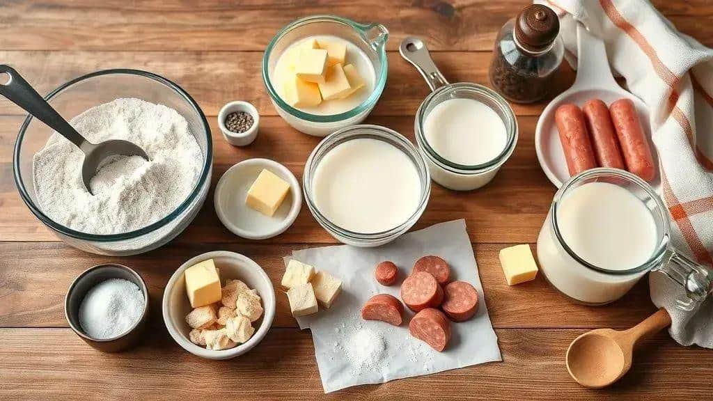 Ingredientes da receita biscuits and gravy