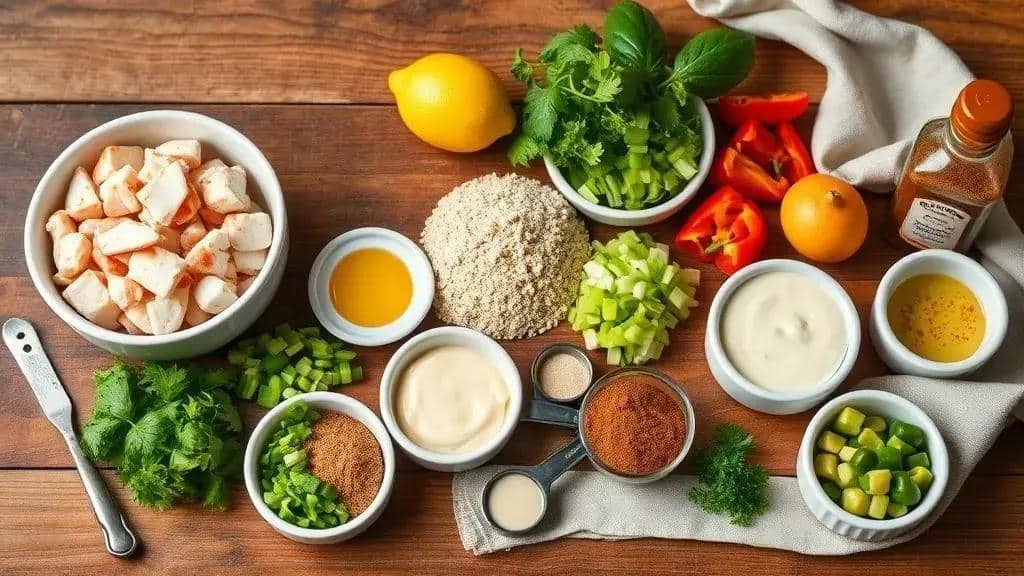 Ingredientes da receita Bolinhos de Caranguejo Picantes Cajun