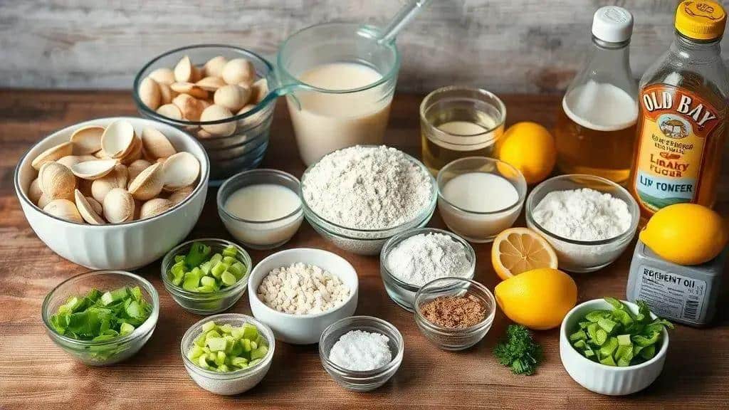 Ingredientes da receita bolinhos fritos de marisco