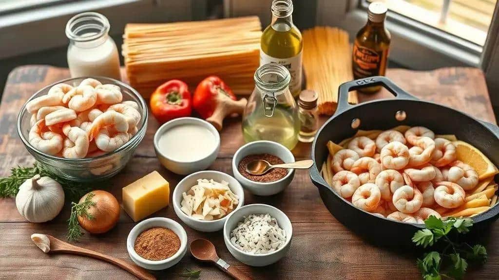 Ingredientes da receita Cajun Shrimp Pasta