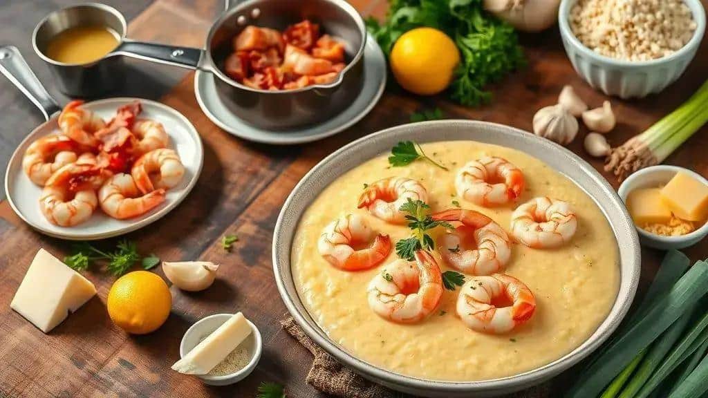 Ingredientes da receita Camarão com fubá cremoso