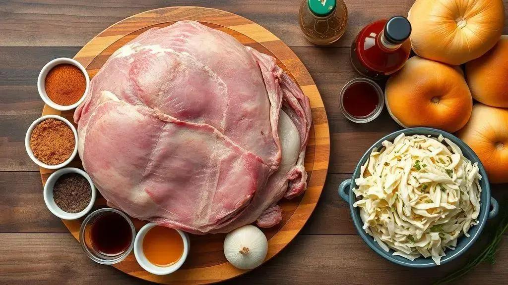 Ingredientes da receita carne de porco desfiada com molho sul dos EUA