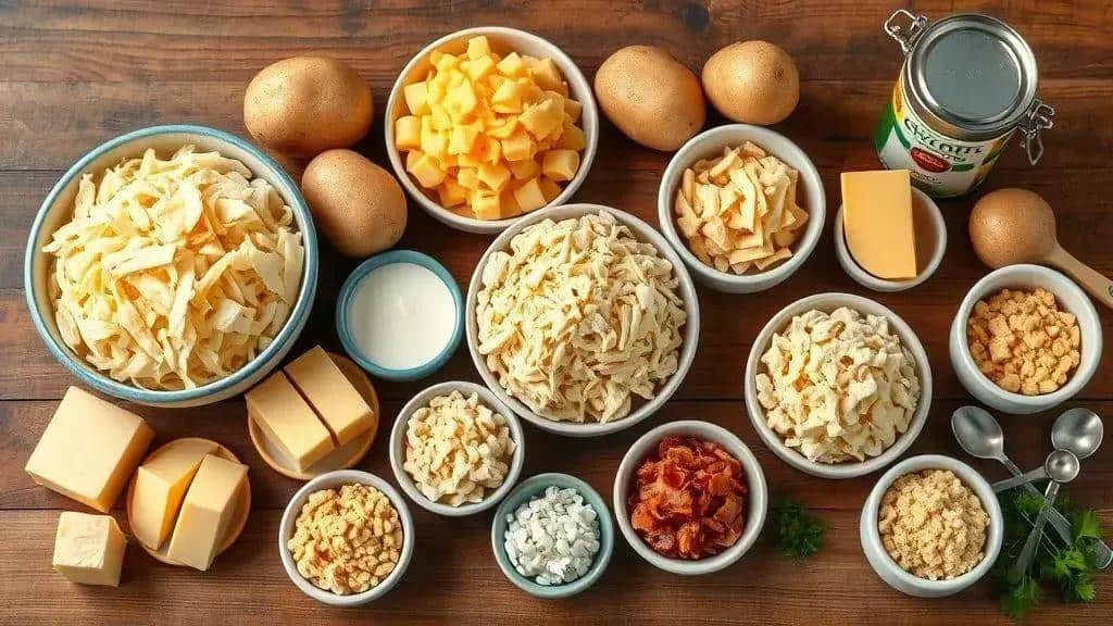 Ingredientes da receita cheesy potatoes
