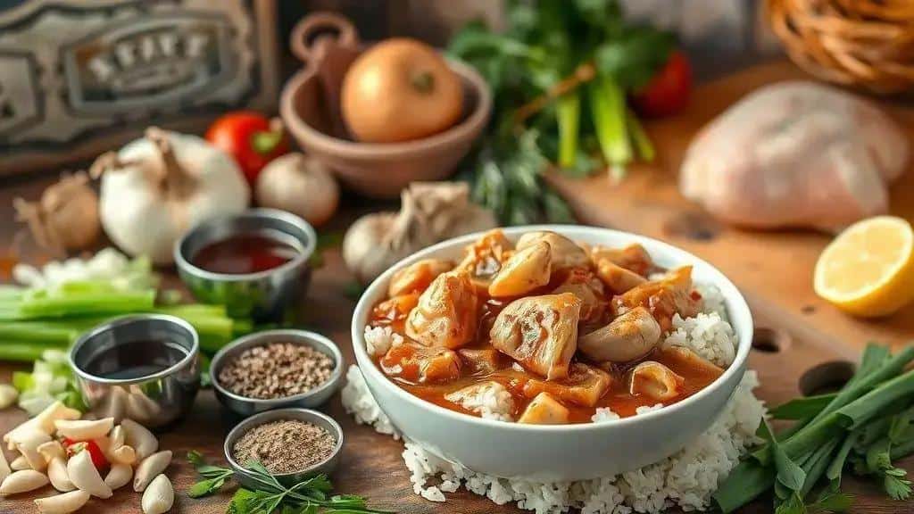 Ingredientes da receita chicken étouffée