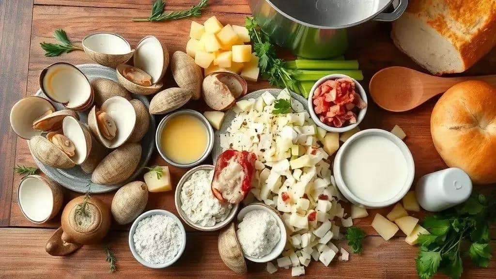 Ingredientes da receita Clam Chowder de Boston