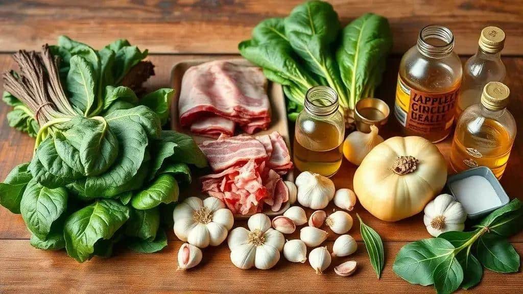 Ingredientes da receita collard greens refogada