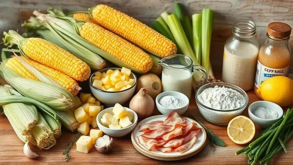 Ingredientes da receita corn chowder