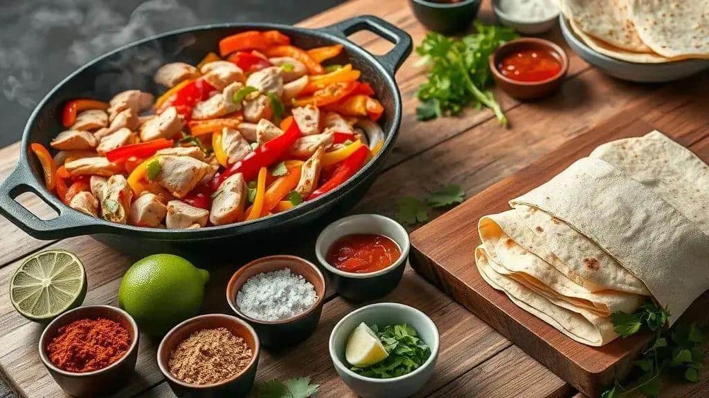 Ingredientes da receita Fajitas de Frango Texas e Sudoeste Ingredientes da receita Fajitas de Frango Texas e Sudoeste