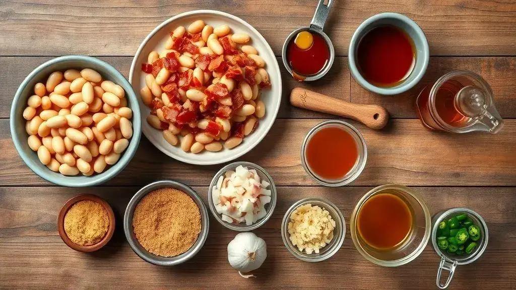 Ingredientes da receita feijão assado com bacon