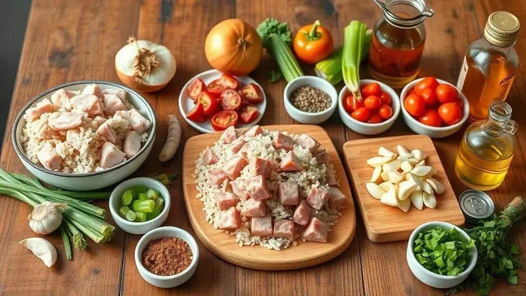 Ingredientes da receita jambalaya do sul
