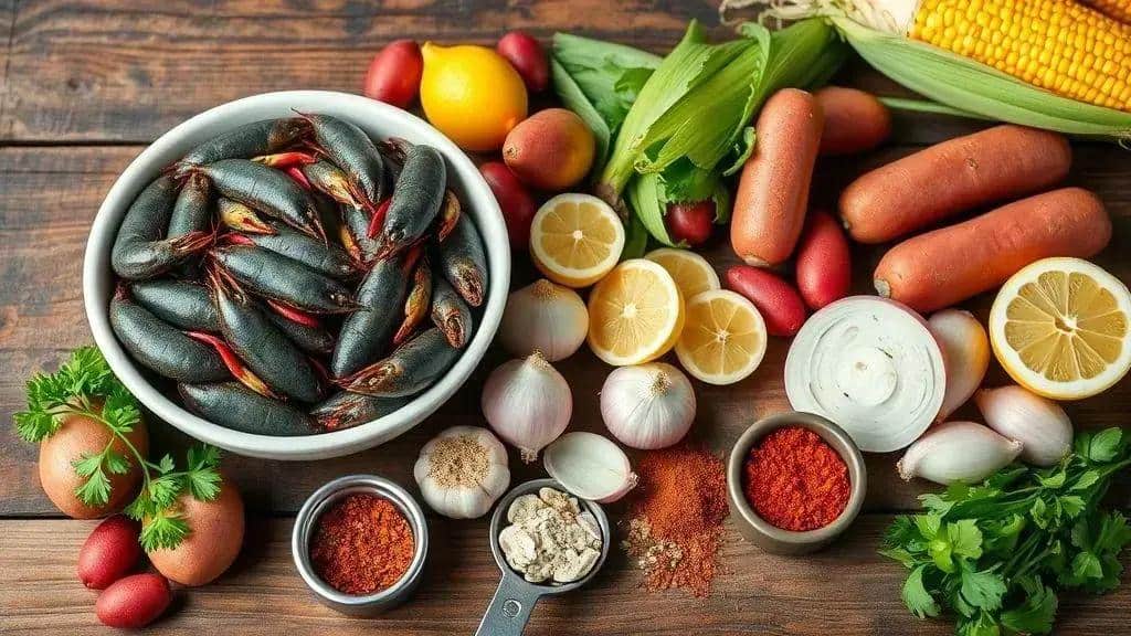 Ingredientes da receita Lagostins Cozidos com Especiarias Cajun