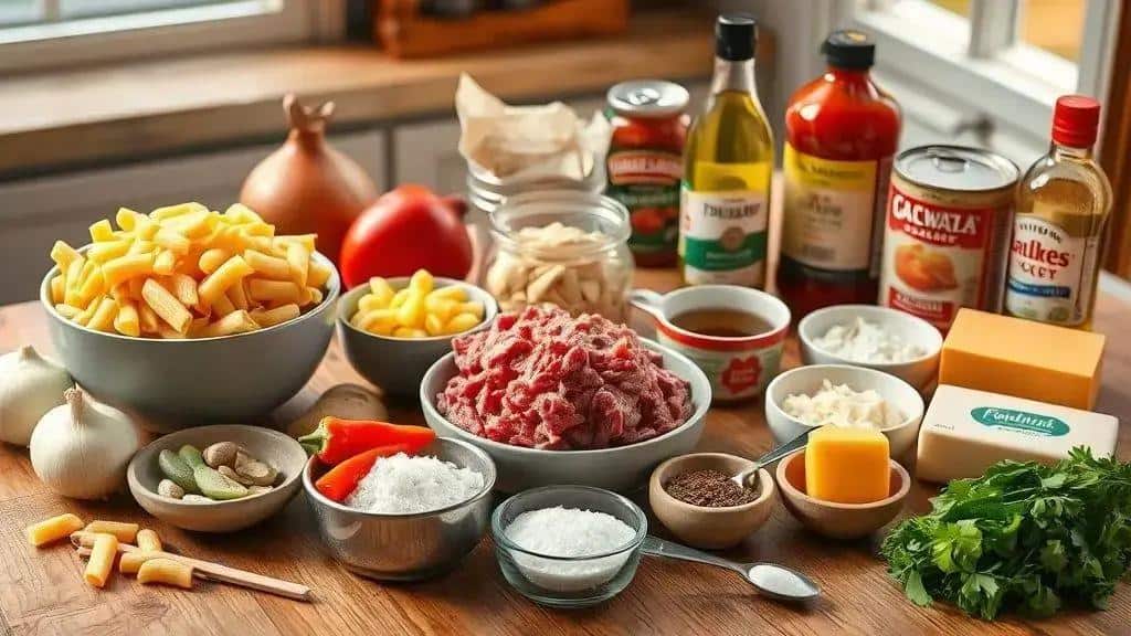 Ingredientes da receita Macarrão com Carne e Tomate Midwest goulash