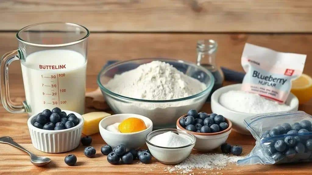 Ingredientes da receita muffins de mirtilo New England