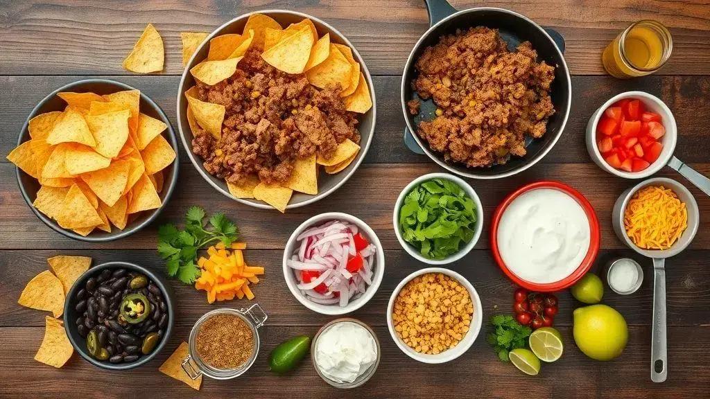 Ingredientes da receita Nachos recheados com carne e queijo Texas e sudoeste
