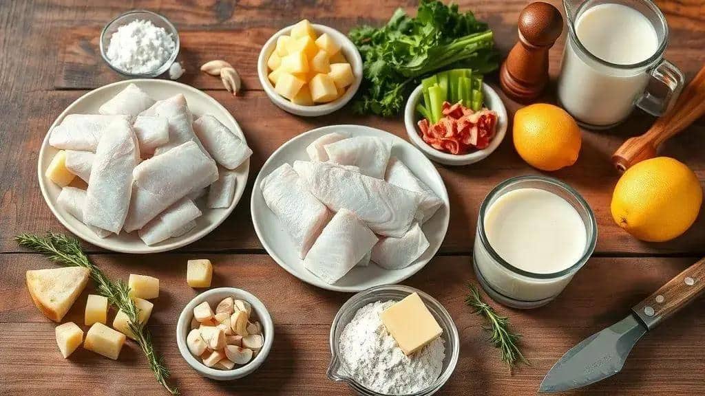 Ingredientes da receita New England fish chowder