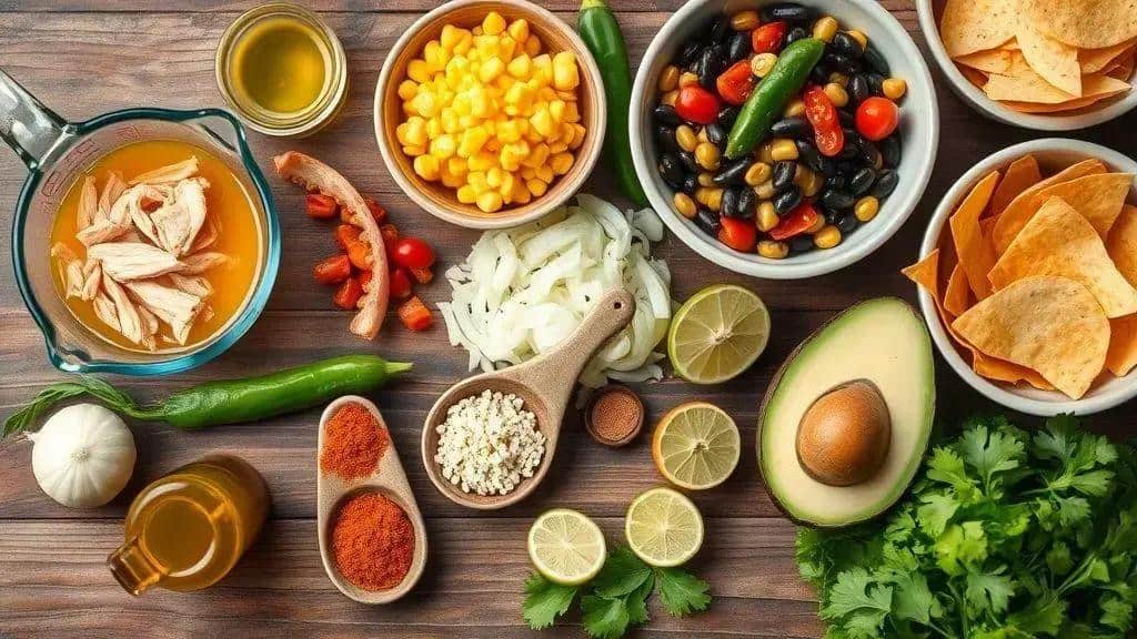 Ingredientes da receita Southwest Chicken Soup Ingredientes da receita Southwest Chicken Soup