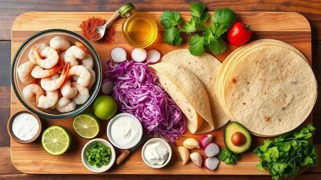 Ingredientes da receita Tacos de Camarão Cajun