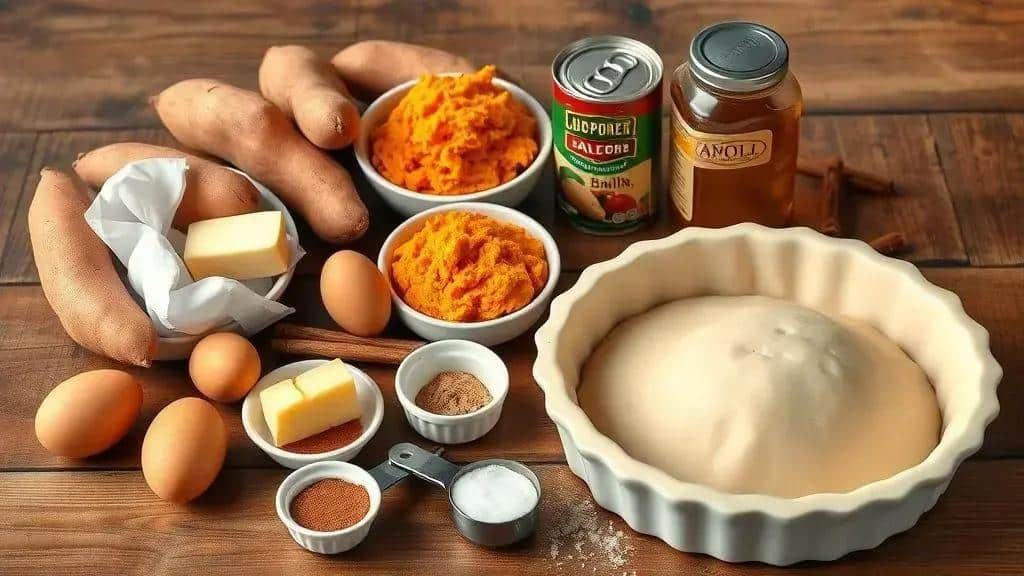Ingredientes da receita torta de batata-doce do sul
