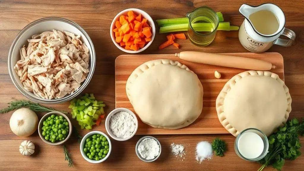 Ingredientes da receita Torta de Frango Tradicional New England chicken pie