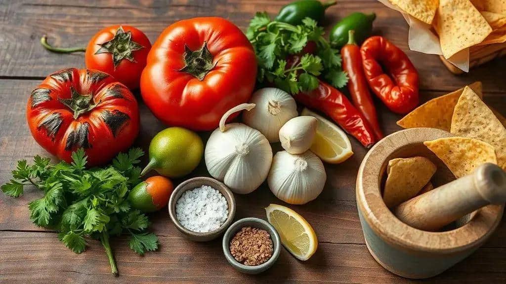 Ingredientes da salsa roja (Texas e sudoeste)