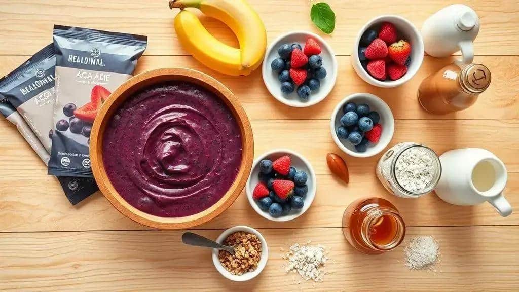 Ingredientes da tigela de açaí californiana Ingredientes da tigela de açaí californiana