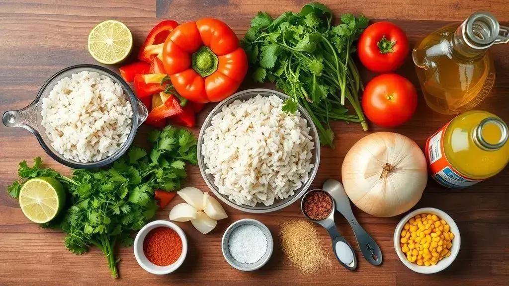 Ingredientes do arroz Tex-Mex