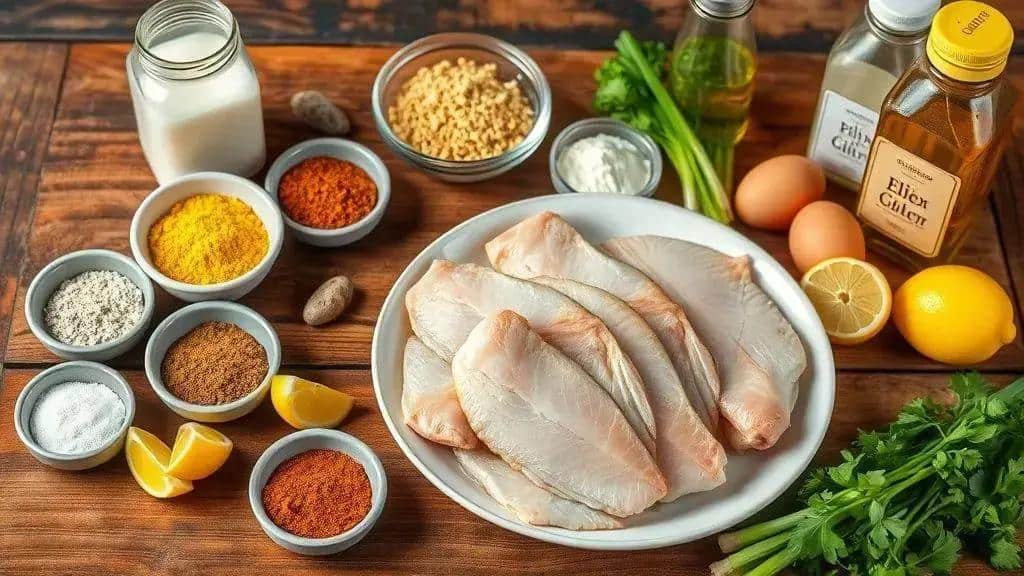 Ingredientes do bagre frito à moda Cajun